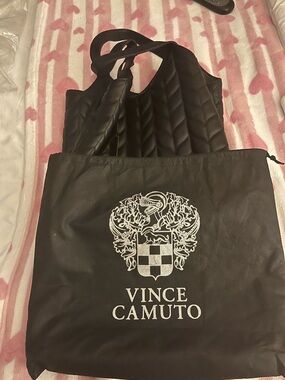 Vince Camuto Quilted Black Tote with Padded Design